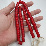 Very unique shape 11mm vintage venetian white heart trade beads long strand