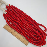Venetian white heart beads 9mm red glass – vintage african trade jewelry supply