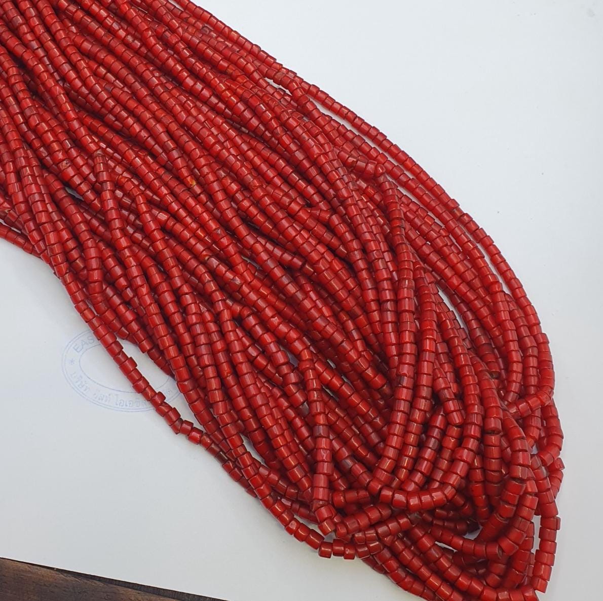 Vintage Venetian Red Heart Bead Necklace, Multi-Strand 24 Inch