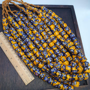 Vintage venetian style floral millefiori beads bold yellow with intricate motifs