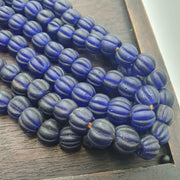 Cobalt Blue Beads, Vintage African Strand | Handmade Glass | 22 Inches, Vibrant Collector Supply