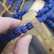 African Cobalt Beads, Vintage Glass Strand | Handmade Artisan Components, For Jewelry Making | 22 Inch
