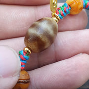 Handmade Dzi Bead, Tibetan Bracelet - Agate, Multicolor Cord, Vintage Spiritual Accessory, Meditation .
