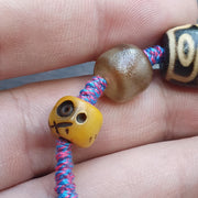 Handmade 9 eyes dzi bead bracelet multicolor cord - spiritual beads bracelet