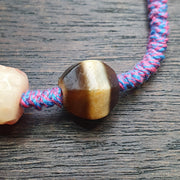 Handmade 9 eyes dzi bead bracelet multicolor cord - spiritual beads bracelet