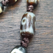 Tibetan Agate Dzi Bead Mala Necklace – Spiritual Protection