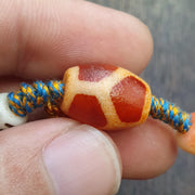 Handmade 6 Eyes Dzi, Vintage Agate Bracelet - Multicolor Cord, Adjustable | Tibetan Amulet