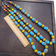 Venetian inspired millefiori glass beads strand – murano style floral mosaic