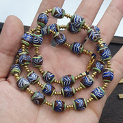 Feather pattern millefiori glass beads strand – venetian murano style necklace