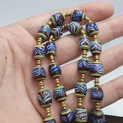 Feather pattern millefiori glass beads strand – venetian murano style necklace