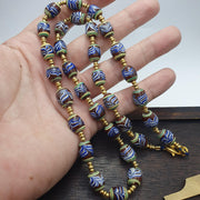 Feather pattern millefiori glass beads strand – venetian murano style necklace