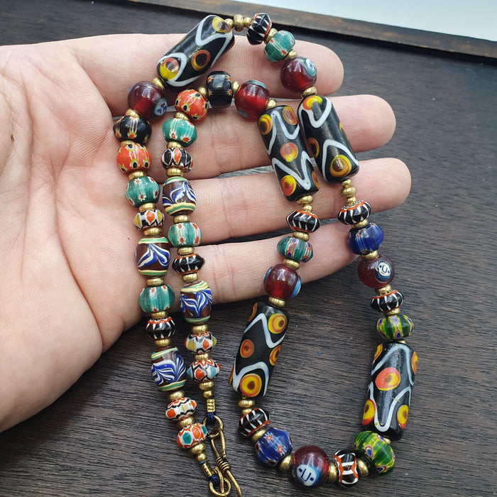 Venetian style glass beads necklace – murano style facel & floral jewelry
