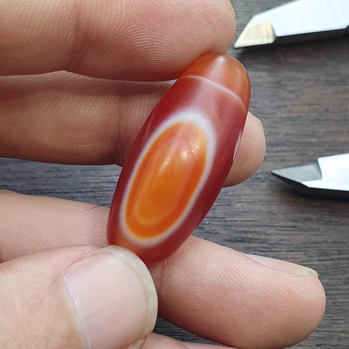 Vintage himalayan tibetan red agate natural eye pattern, protective talisman