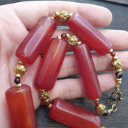 Tibetan red agate necklace – vintage carnelian beads, spiritual mala