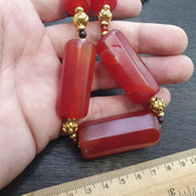 Tibetan red agate necklace – vintage carnelian beads, spiritual mala