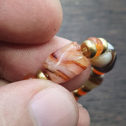 Ancient antique agate carnelian beads with brass spacer beaded bracelet #jn-br2