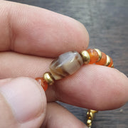 Ancient antique agate carnelian beads with brass spacer beaded bracelet #jn-br2