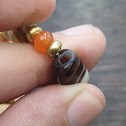 Ancient antique agate carnelian beads with brass spacer beaded bracelet #jn-br2