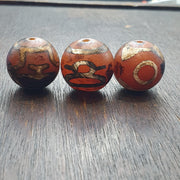 Lot 3 himalayan tibetan central asian etched agate beads decorated bead 19mm