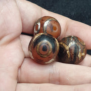 Lot 3 himalayan tibetan central asian etched agate beads decorated bead 19mm