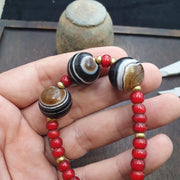 Himalaya goat eye agate stone bead suleimani agate red whiteheart beads bracelet