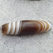Unique himalayan tibetan agate bead suleimany eye & lines pattern agate amulet
