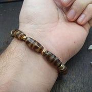 Lot 9 tibetan dogtooth pattern dzi beads old amulets agate beads bracelet