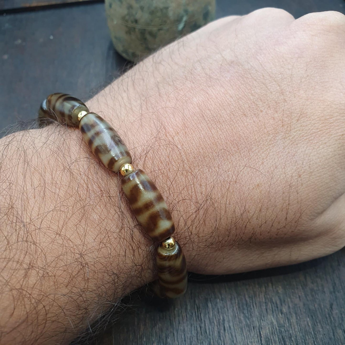 Lot 9 tibetan dogtooth pattern dzi beads old amulets agate beads bracelet