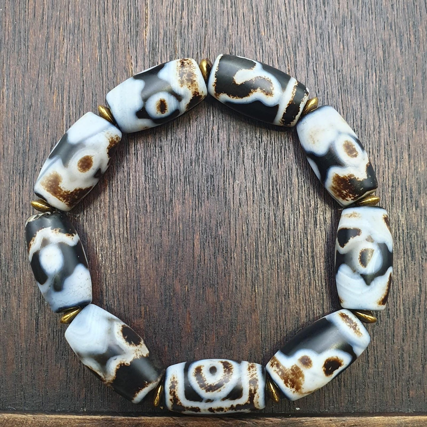 Lot 9 tibetan dzi bead old amulet agate vintage tibet beads bracelet