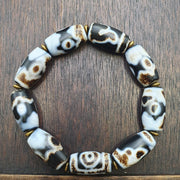 Lot 9 Tibetan Dzi Bead Old Amulet Agate Vintage Tibet Beads Bracelet