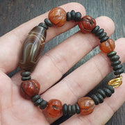 Old natural eye agate soleimani carnelian beads beaded bracelet