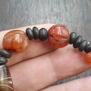 Old natural eye agate soleimani carnelian beads beaded bracelet