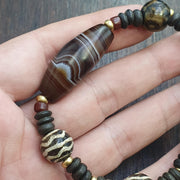 Old Natural Eye, Vintage South Asian Beaded Bracelet | Agate Stones & Pumtek Beads | Multicolored Ethnic Style