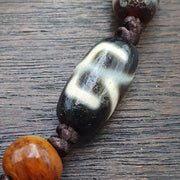 Tibetan Agate Dzi Bead Mala Necklace – Spiritual Protection