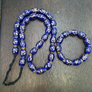 Vintage Egyptian Style Blue Ceramic Blue Glass Beads Beautiful Necklace