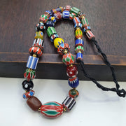 Vintage venetian african style skunk eyes and chevron beads beaded necklace #5