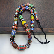 Vintage venetian african style skunk eyes and chevron beads beaded necklace #5