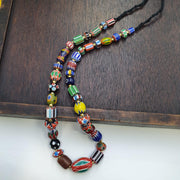Vintage venetian african style skunk eyes and chevron beads beaded necklace #5