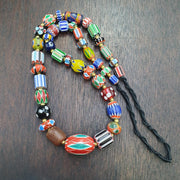 Vintage venetian african style skunk eyes and chevron beads beaded necklace #5