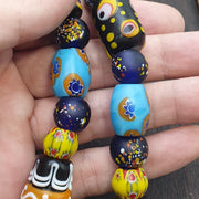 Vintage venetian african style skunk eyes and chevron beads beaded necklace #2
