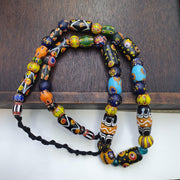 Vintage venetian african style skunk eyes and chevron beads beaded necklace #2