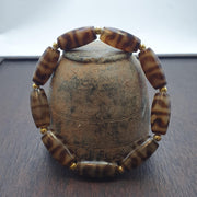 Lot 9 tibetan dogtooth pattern dzi beads old amulets agate beads bracelet