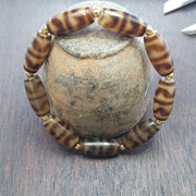 Lot 9 tibetan dogtooth pattern dzi beads old amulets agate beads bracelet