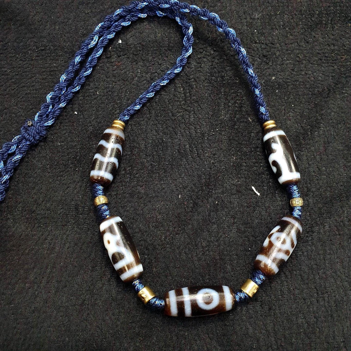 Himalayan tibetan unique patterns 5 dzi agate beads necklace tibetan protection