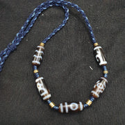 Himalayan tibetan unique patterns 5 dzi agate beads necklace tibetan protection