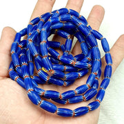3 vintage blue chevron beads venetian african style 13.5mmx7mm beads long strand