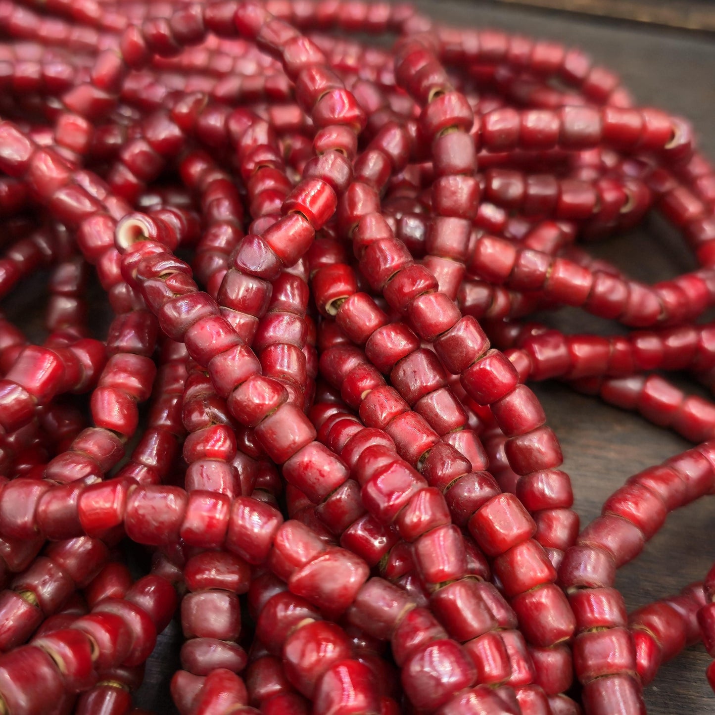 8-6.5 mm Antique Venetian White Heart Trade Beads 26" long strand