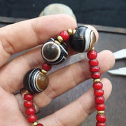 Himalaya goat eye agate stone bead suleimani agate red whiteheart beads bracelet
