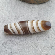 Unique himalayan tibetan agate bead suleimany eye & lines pattern agate amulet