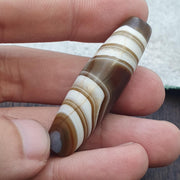 Unique himalayan tibetan agate bead suleimany eye & lines pattern agate amulet